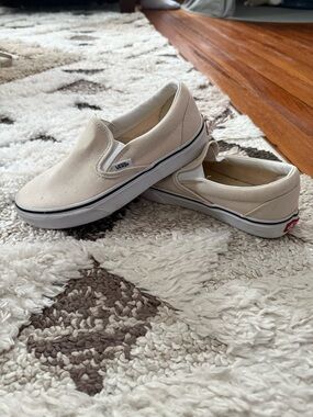 Vans Slip-On Sneakers in Cream and White